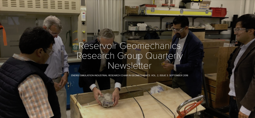 University of Alberta – Energi Simulation Industrial Research Chair in Geomechanics Newsletter